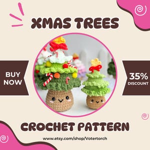 No Sew Christmas Tree Crochet Pattern, No Sew Amigurumi, Christmas Crochet Pattern, Crochet Plushie Pattern, Pine Tree Crochet