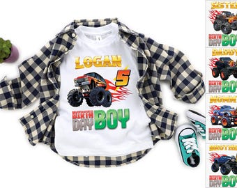 Monster Truck Birthday Shirt, Family Birthday Truck Shirt, Birthday Boy Monster Truck Shirt, Custom Monster Truck Birthday Shirt, Cars Bday