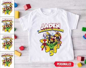 Custom Avenger Shirt, Spidey and His Amazing Friends Birthday Shirt, Spidey T-shirt, Toddler Birthday Tee, Superhero Birthday Shirt