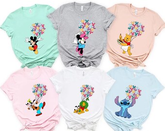 Vintage Mickey and Friends Balloon Shirt, Retro Disney Valentine T-Shirt Mickey Balloons Tee, Disney Couple Shirt Disney Gift for Him, Her