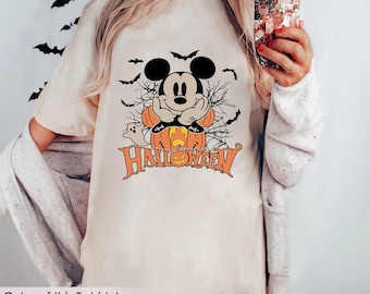 Comfort Colors Retro Disney Mickey Mouse Halloween Shirt, Mickey Halloween Pumpkin Shirt, Disneyland Halloween Shirt, WDW Trick or Treat Tee