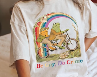 Komfort Farben Be Gay Do Crime Shirt, Froschkröte Rechte, sagen Gay Tee, Fahrrad Rechte, Pride Month Shirt Gleichheit einzigartiges Geschenk Gleichheit Shirt