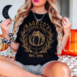 Hagrids Kürbis Patch Est 1976 Shirt, süßes Herbst Shirt, Halloween T-Shirt, Kürbis Thanksgiving Shirt, Zauberer Kürbis Haus, gruselige Saison T-Shirt