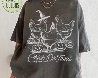 Sweat-shirt Halloween poussin ou friandise, sweat-shirt poulet Halloween, chemise poulet drôle Halloween, chemise poulet fantôme, chemise amateurs de poulet