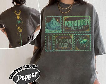 Retro Forbidden Forest T-Shirt, National Park Wizard Shirt, Wizarding School Tee, Thrifted Aesthetic Reader Gift, Harry Bookish Sweatshirt