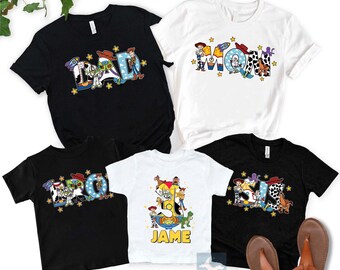 Toy Story Geburtstag benutzerdefinierte Shirt, Woody Buzz Lightjahre, Geburtstag Junge Mädchen Squad Shirt, Geburtstagsgeschenk für Kinder, Disneyland Familie passende T-Shirt