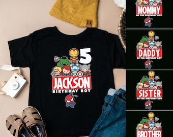 Mavel Birthday Boy Shirt, Superhero Birthday Custom T-Shirt, Birthday Shirt, Personalized Family Shirt, Kid Birthday Shirt,Birthday Boy Gift