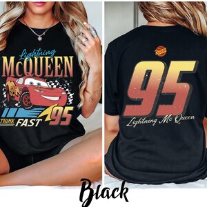 Disney Pixar Car Lightning McQueen Shirt, Disney Cars Land Shirt, Walt Disney World McQueen Graphic Sweater, Disney Family Vacation Trip Tee image 4