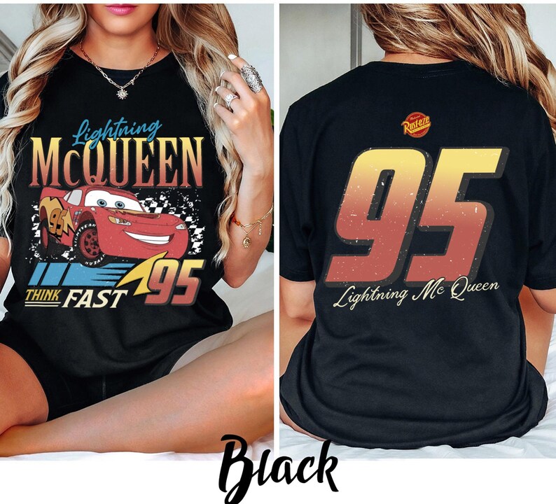 Disney Pixar Car Lightning McQueen Shirt, Disney Cars Land Shirt, Walt Disney World McQueen Graphic Sweater, Disney Family Vacation Trip Tee image 4