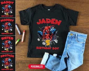 Spider Inspired Birthday T Shirt, Spidey & His friends theme Party, Personalized shirt, Gift Birthday Shirt, family tees