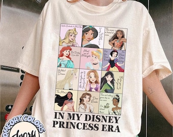 Retro In My Disney Princess Era Shirt, Disney All Princess Quotes Tee, Tiana Ariel Elsa Rapunzel Belle Jasmine Tee, Magic Kingdom Girl Trip