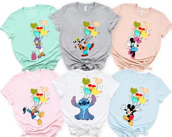 Vintage Mickey and Minnie Balloon Shirt, Retro Disney Valentine T-Shirt Mickey Balloons Tee, Disney Couple Shirt Disney Gift for Him and Her