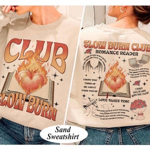 Slow Burn Club Shirt, Gift For Book Lovers Shirt, Enemies To Lovers Booktok Merch, Slow Burn Romance Book Club Tee, Romantasy Fireheart Gift image 2