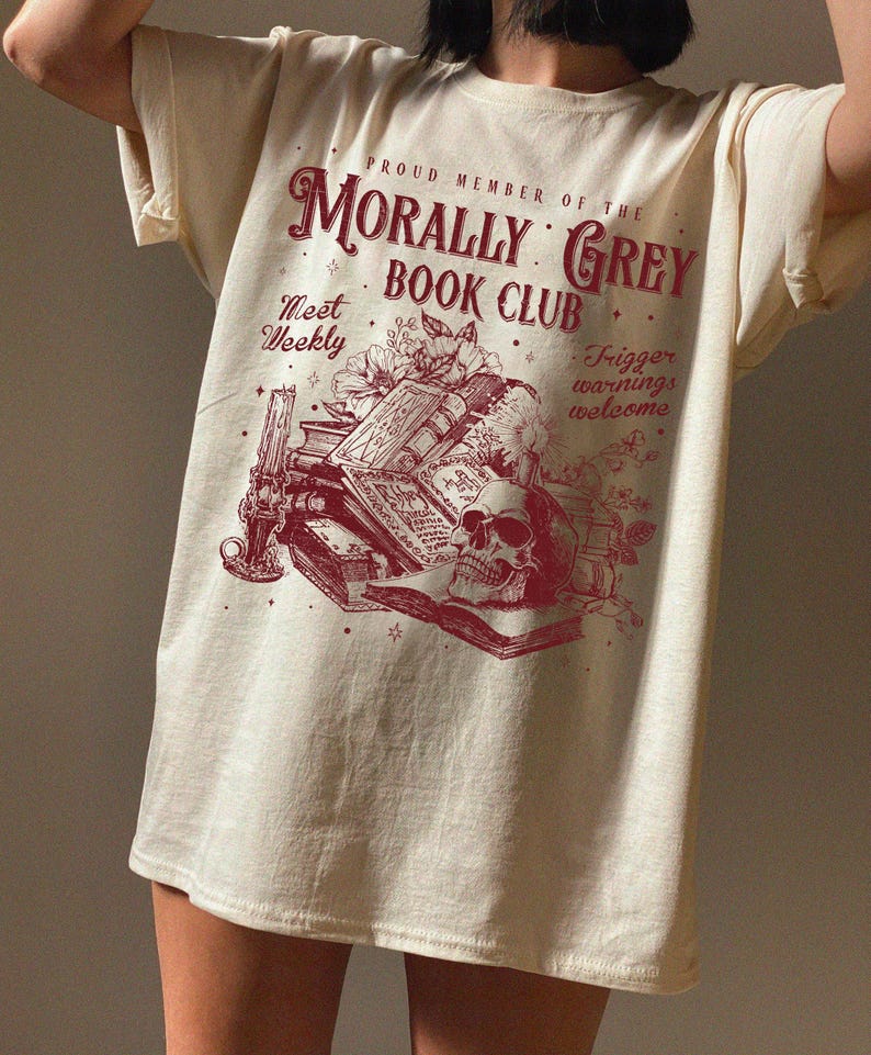 Morally Grey Book Club T-Shirt, Dark Romance Reader Tee, Villain Lover Gift, Bookish Aesthetic Shirt, Spicy Booktok Tee, Spooky Season Shirt image 3