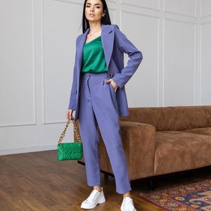 Lavender Pantsuit for Women, Stylish Oversized Blazer & Pants Set, Elegant Office Outfit, Modern Two-Piece Suit,  Elegant Party Ensemble