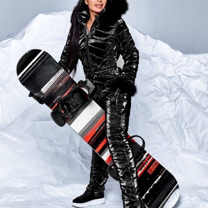 Women Total Black Ski Suit Jumpsuit for Ski Holiday Snowsuit Overalls Winter One-Piece Warm Snow Skiing With Hood jumpsuit For Snowboarding