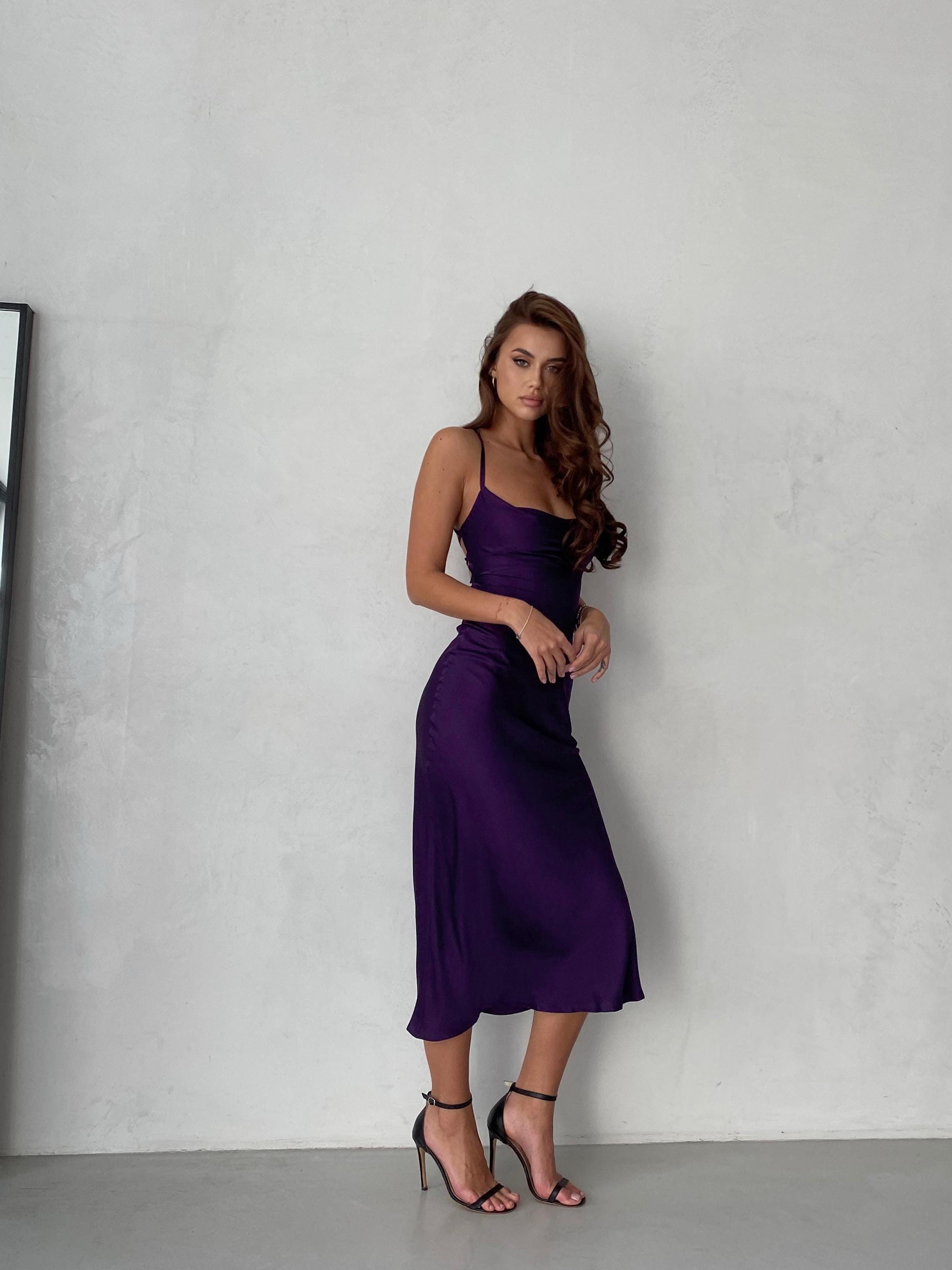 purple silk cowl neck dress Corset Cowl Neck Maxi Dress Purple