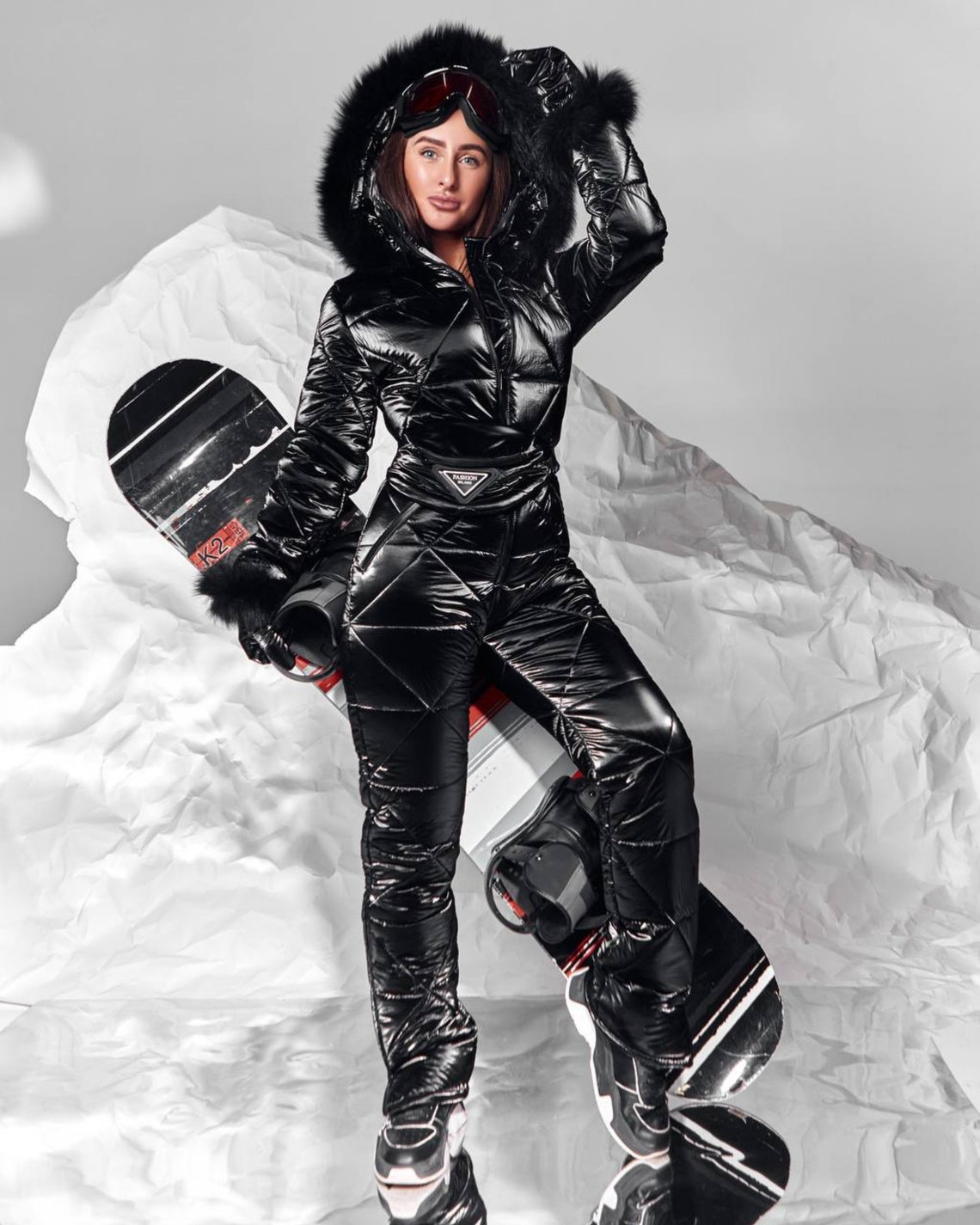 Ski Suit For Women UK Clearance Snowsuit With Gloves Hood Jumpsuit