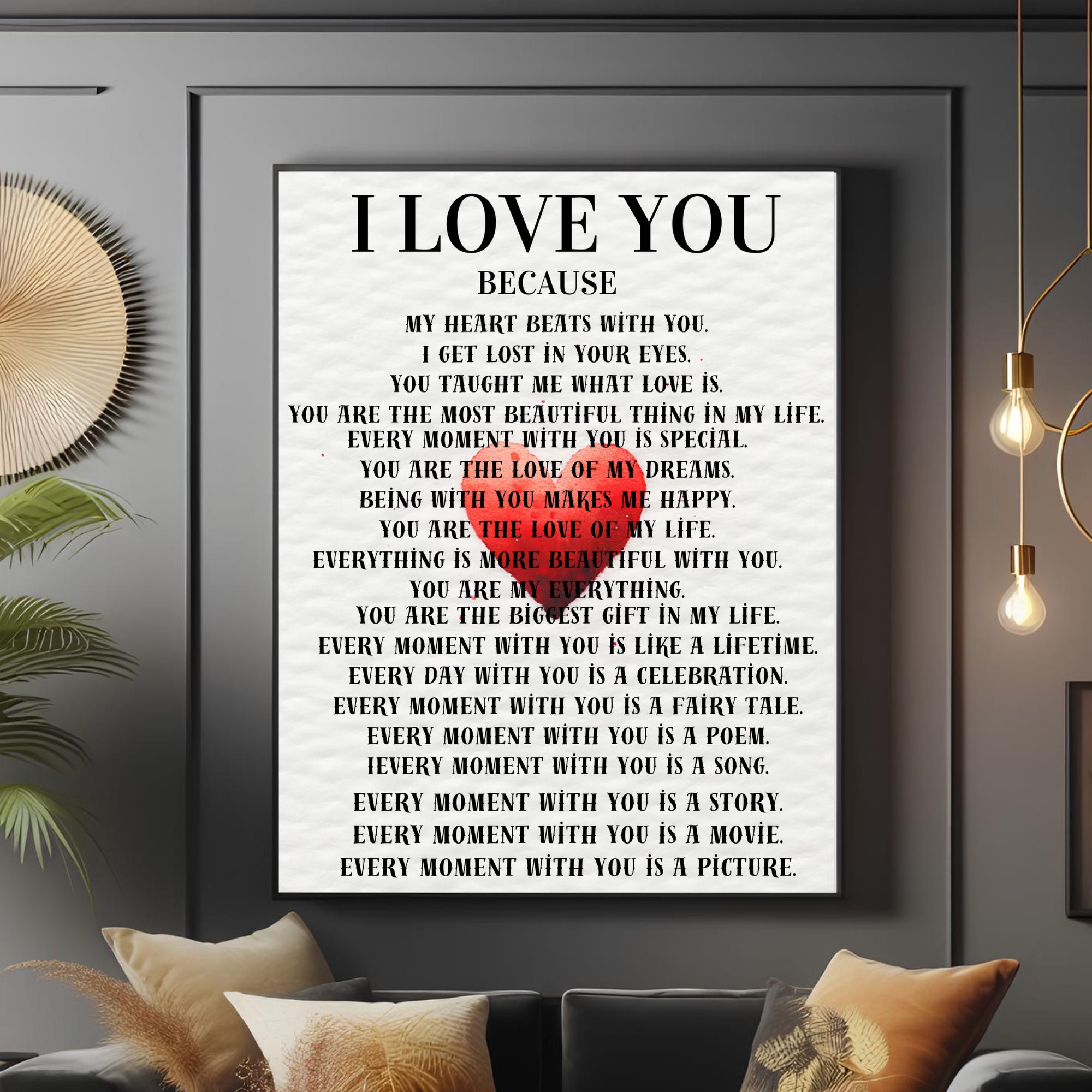 Sentimental Letters Reasons I Love You Poster – Romantic Love Letter for Him or Her ...