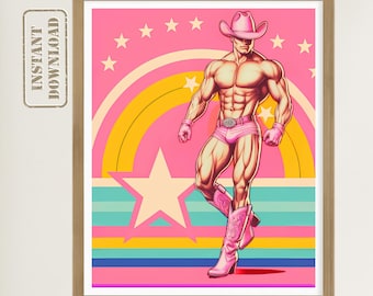 Color Pop Masculine Aesthetic – 70s Western Vibe LGBTQ Download – Camp Wall Humor for Boyfriend, Him, Sassy Gift Lovers, Pride Decor Vibe
