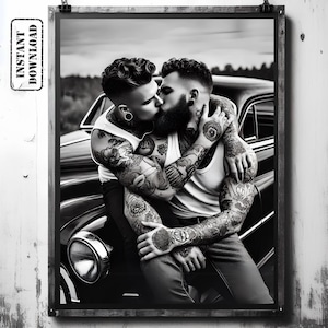 Gay Love Digital Print | Bold Black and White LGBTQ+ Wall Art | Instant Download Queer Romantic Decor | Unique Modern Gift and Pride Decor