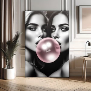 Arte digital sáfico / Póster lésbico retro / Pintura romántica queer / Descarga instantánea de obras de arte LGBT+ / Regalo de decoración del hogar con orgullo para amantes