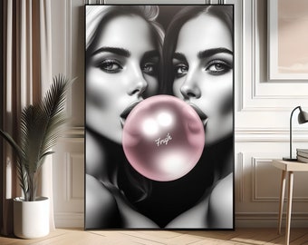 Sapphic Digitale Kunst | Retro Lesben Poster | Queer Romantisches Gemälde | Sofortiger Download LGBT+ Kunstwerk | Stolz Wohnkultur Geschenk für Liebhaber