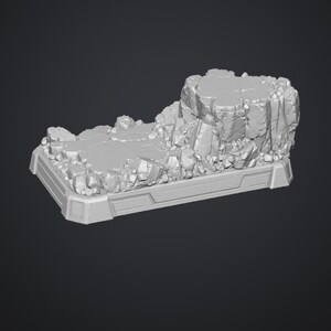 Rocky Terrain Base STL | 3D Printable Diorama Display Base | Rubble & Rock Statue Base
