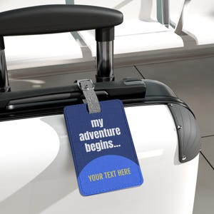 Personalized Luggage Tag - &quot;My Adventure Begins&quot; Travel Accessory, Customizable Baggage Tag, Gift for Travelers, Vacation Souvenir, Summer
