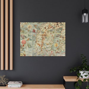 Oude kaart Scandinavië kunst aan de muur, oude kaart kunst aan de muur, kunst aan de muur Scandinavië, oude kaart muur decor, canvas gallery wraps