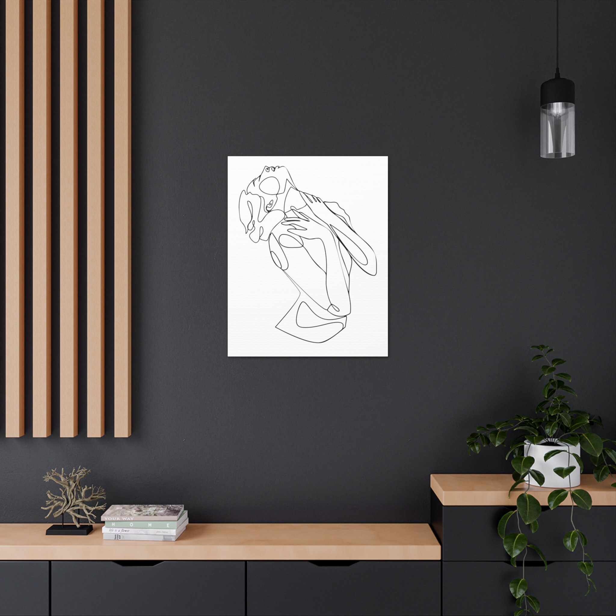 Line Art Woman Drawing Wall Poster