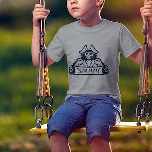 Savvy Pirate Kids Tee, Pirate Kids Shirt, Pirate Children&#39;s Clothing, Nautical Kids Apparel, Pirate Theme Kids Top
