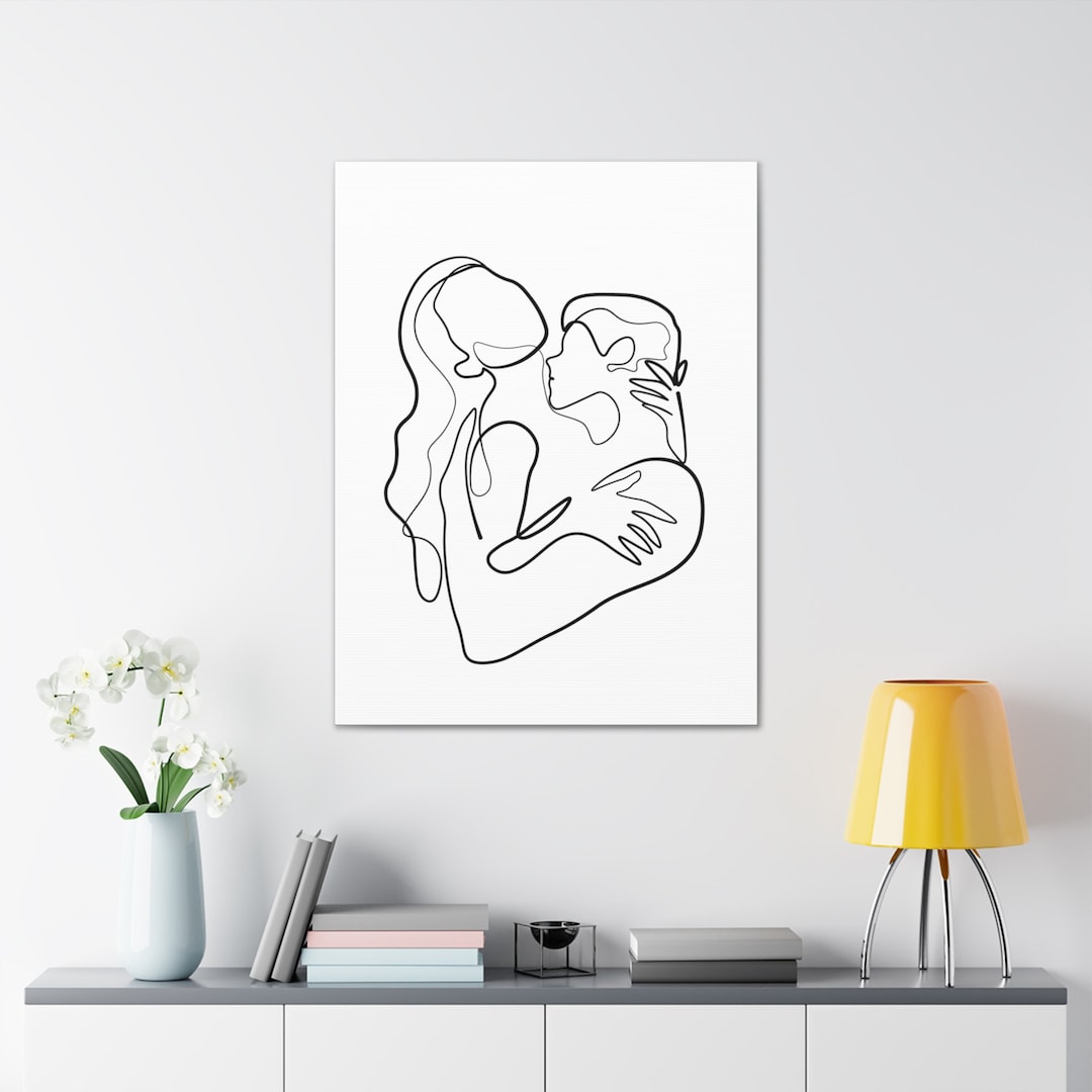 Man Woman Lineart Wall Decor, Line Art Wall Poster, Line Drawing Wall ...