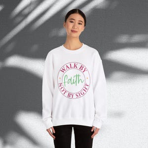 Walk by Faith not by Sight Unisex Crewneck Sweatshirt | Bible Verse Sweatshirt | Religious Shirt |  Heavy Blend™ Crewneck Sweatshirt