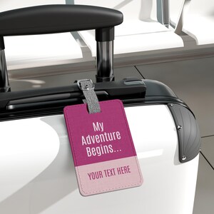 Personalized Adventure Begins Luggage Tag, Custom Travel Accessory for Wanderlust, Perfect Travel Gift, Vacation Essentials, Stylish Bag