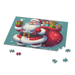 Festive Santa Puzzle, Christmas Game Night, Holiday Family Fun, Winter Decor, Gift for Kids & Adults, 500-Piece Challenge
