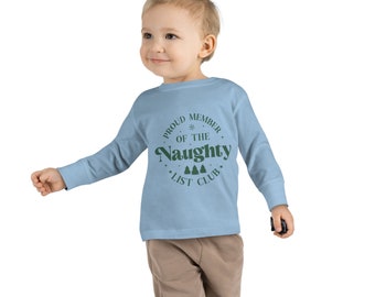 Naughty List Club Manica lunga, Regalo per bambini Manica lunga, Design a maniche lunghe per bambini, Design a maniche lunghe per bambini, Maglietta a maniche lunghe per bambini