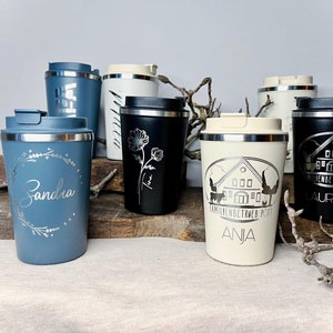 Gepersonaliseerde thermosbeker met gravure | Lekvrije koffiemok | Voor onderweg | Reisbeker | Cadeau voor collega's | Cadeauverpakking