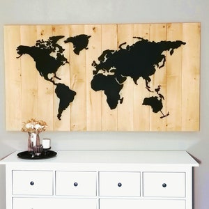 Wandbild Weltkarte auf Eiche