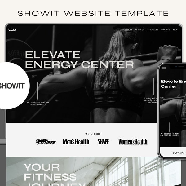 Showit Website Template, Fitness Blogger Template, Coach Showit Website, Fitness Website, Kurs Website, Fitnessstudio Showit Website