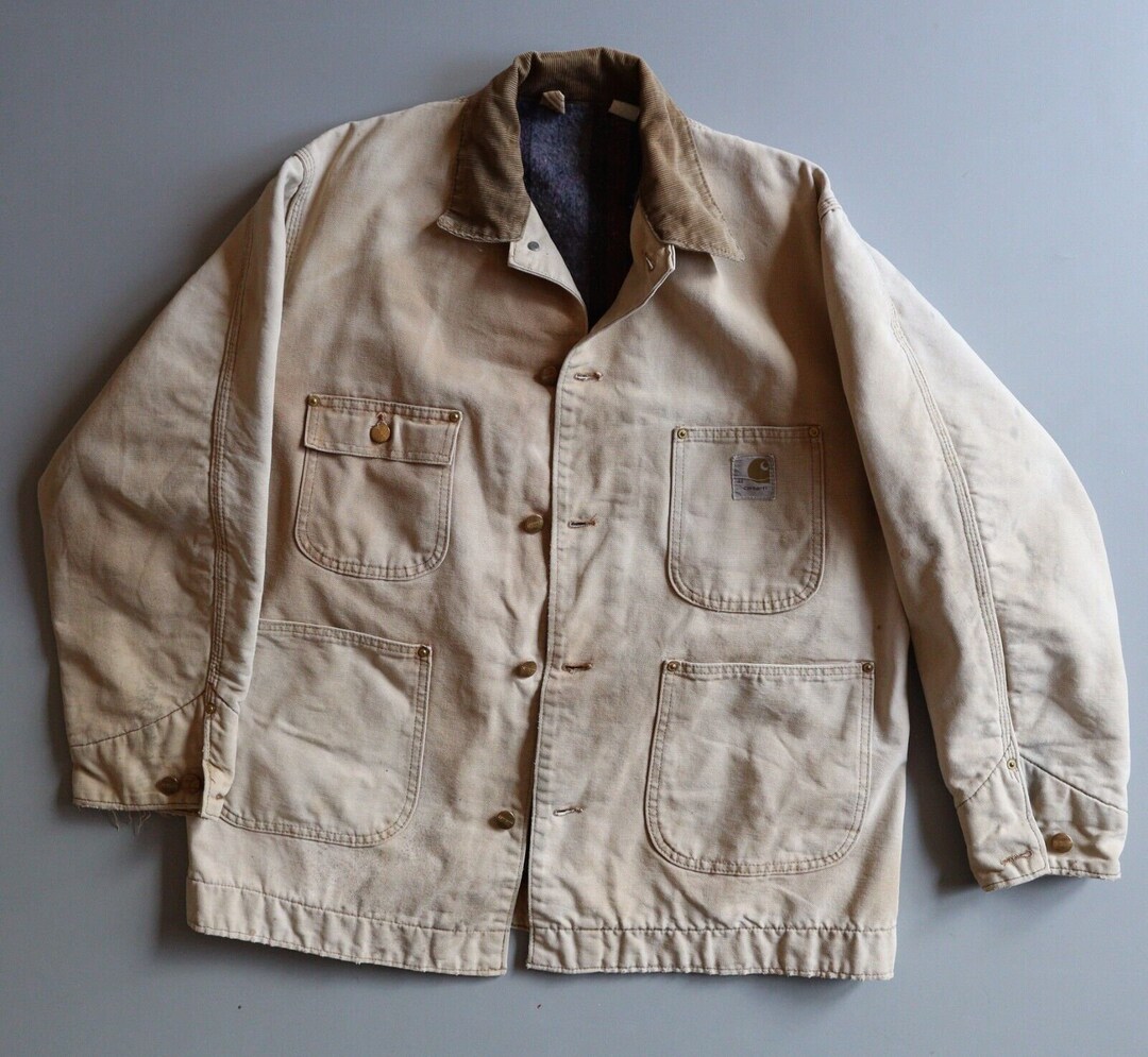VTG CARHARTT Blanket Lined Work Jacket Chore Barn Canvas Coat Mens 44