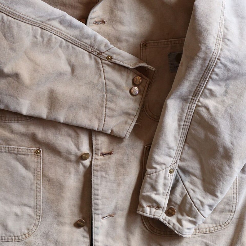 VTG CARHARTT Blanket Lined Work Jacket Chore Barn Canvas Coat Mens 44