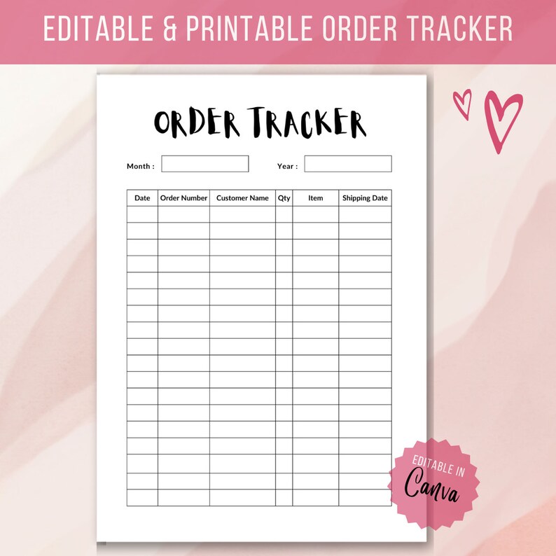 Order tracker template printable order tracking editable sales