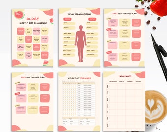 Weight Loss Journal, Weightloss Tracker, Fitness Planner Printable, Weight Loss Chart, Pounds Lost, Body Measurements, Meal Planner