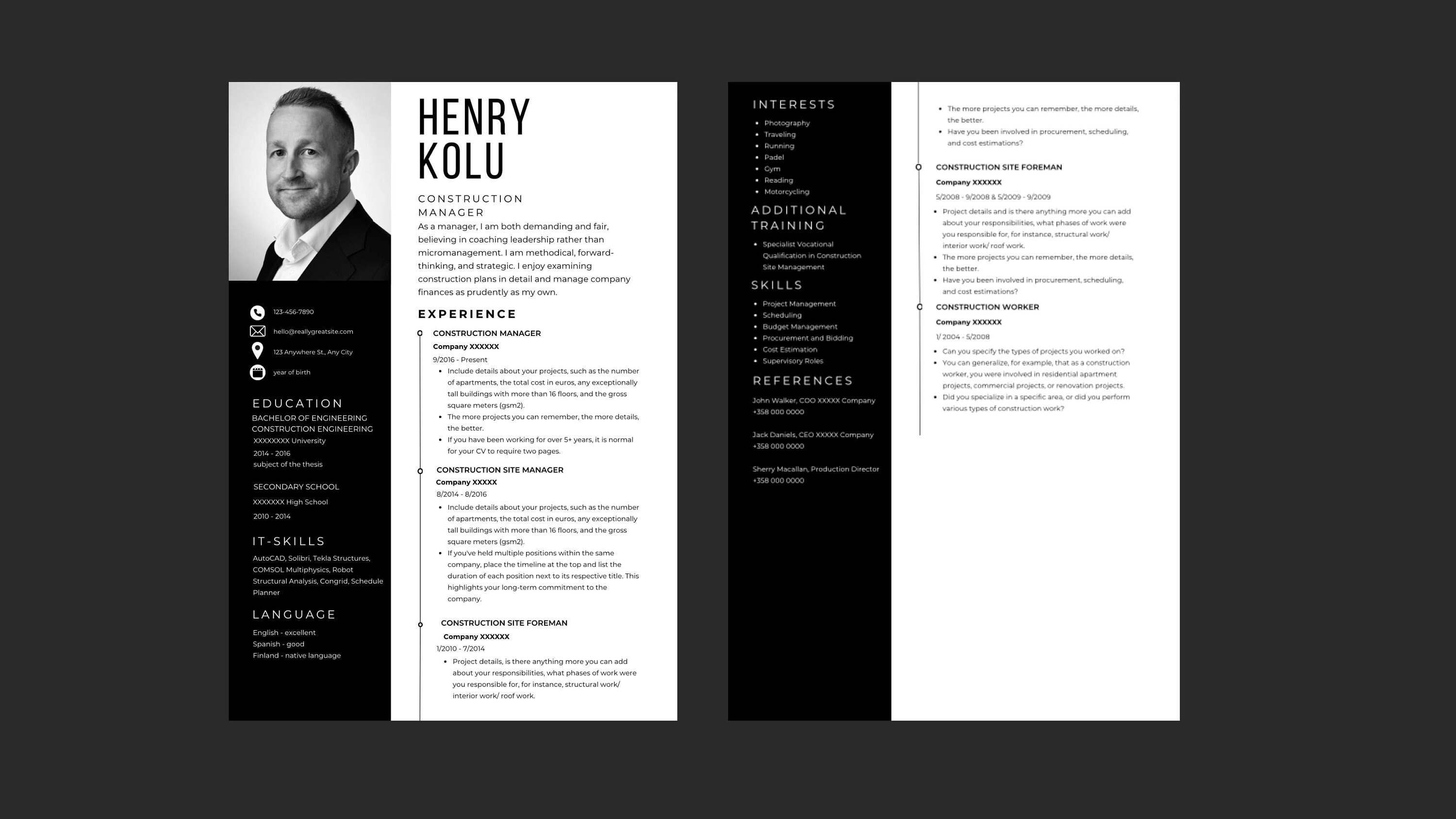 Modern Resume Template for Word and Apple Pages Resume, 1-2 Page Resume ...