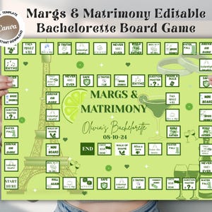 Margs and Matrimony Bachelorette drinking game bachelorette party games Editable printable Board game Margaritas W/ Señoritas Bridal Shower
