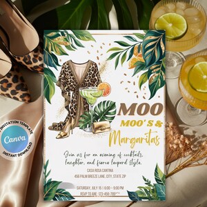 moo moo dress party invitations Moo Moo's and Mimosa Party Invitation Brunch Invite Ladies Night Bridal Shower Birthday Party Editable Canva Template Digital Download
