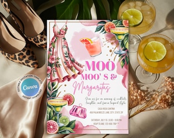 Mumu Margaritas Ladies Night Invitation: Pajama Bachelorette Party (Canva Template, 5x7, Digital Download)