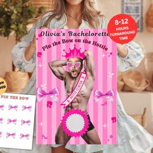 Bow Bachelorette Decorations Party Game Template Coquette Bridal Shower personalized decor poster Bow Printable Games Groom Face Decor sign