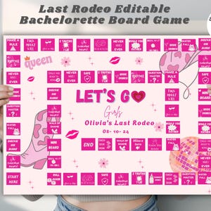 Last Rodeo Bachelorette game drinking game bachelorette party games Editable printable Board game Nashville Bachelorette Party Disco Cowgirl